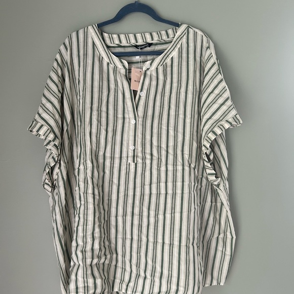 BLOOMCHIC Striped Green Women's Top - Picture 2 of 4
